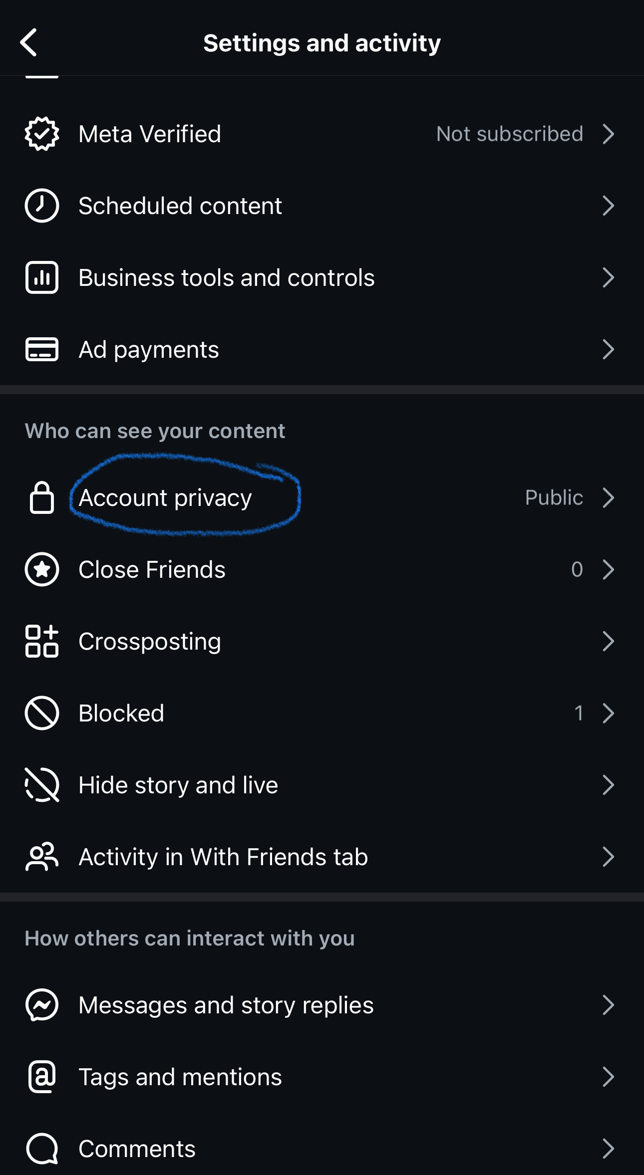 Account Privacy